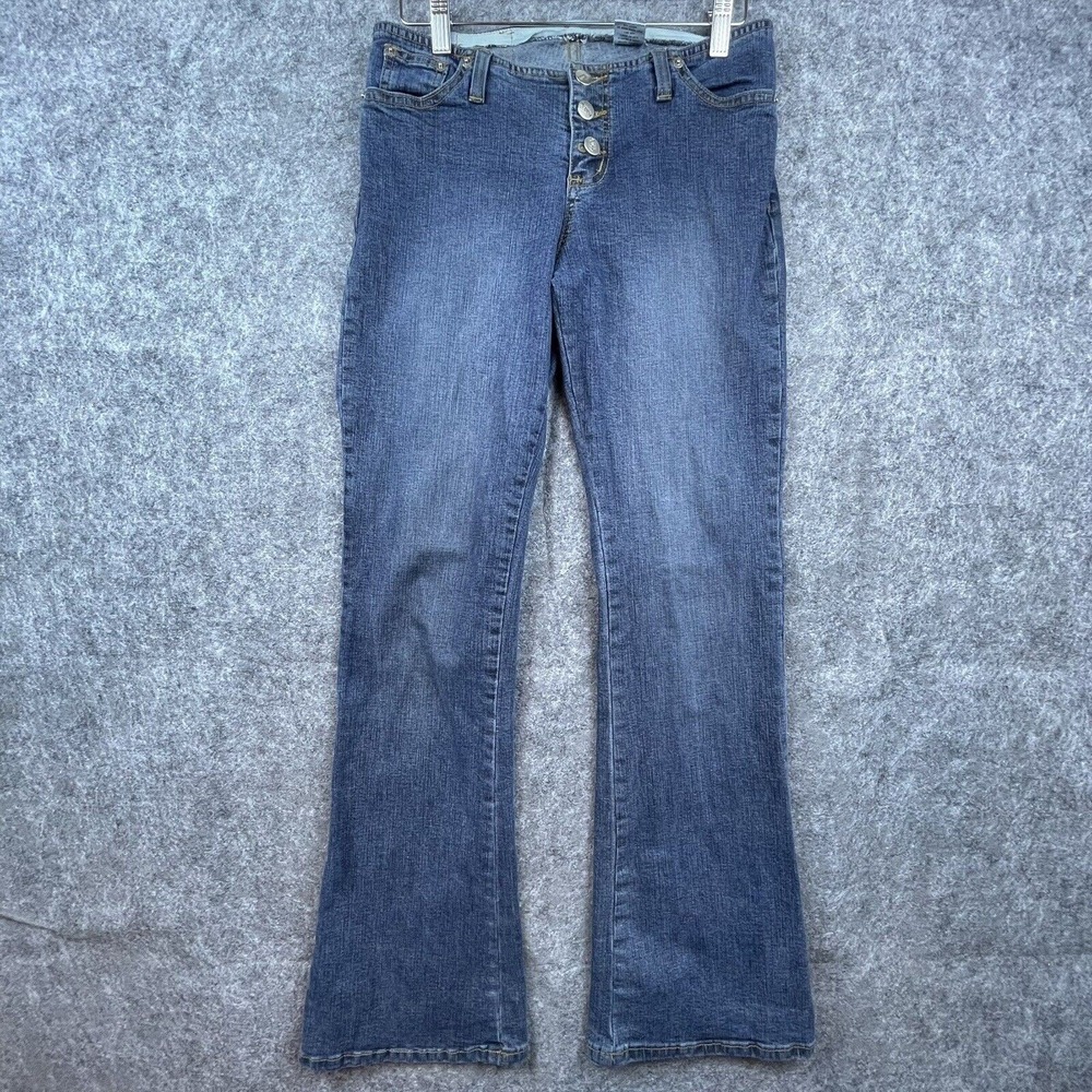 Nissi Jeans Womens 7 Low Rise Button Fly Vintage Y2K Flare Bootcut Minimal USA